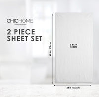 Chic Home Dobby Border Turkish Cotton 2 Piece Bath Sheet Towel Set-White