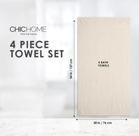 Chic Home Dobby Border Turkish Cotton 4 Piece Bath Towel Set-Beige