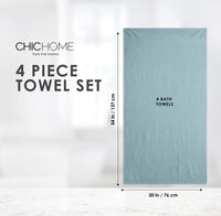 Chic Home Dobby Border Turkish Cotton 4 Piece Bath Towel Set-Blue