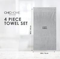 Chic Home Dobby Border Turkish Cotton 4 Piece Bath Towel Set-Grey