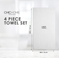 Chic Home Dobby Border Turkish Cotton 4 Piece Bath Towel Set-White