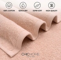 Chic Home Dobby Border Turkish Cotton 8 Piece Towel Set-Rose