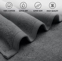Chic Home Dobby Border Turkish Cotton 2 Piece Bath Sheet Towel Set-Charcoal