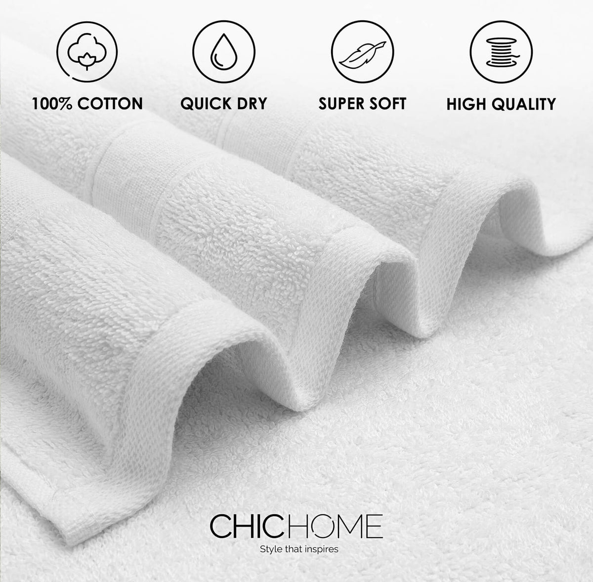 Chic Home Dobby Border Turkish Cotton 2 Piece Bath Sheet Towel Set-White