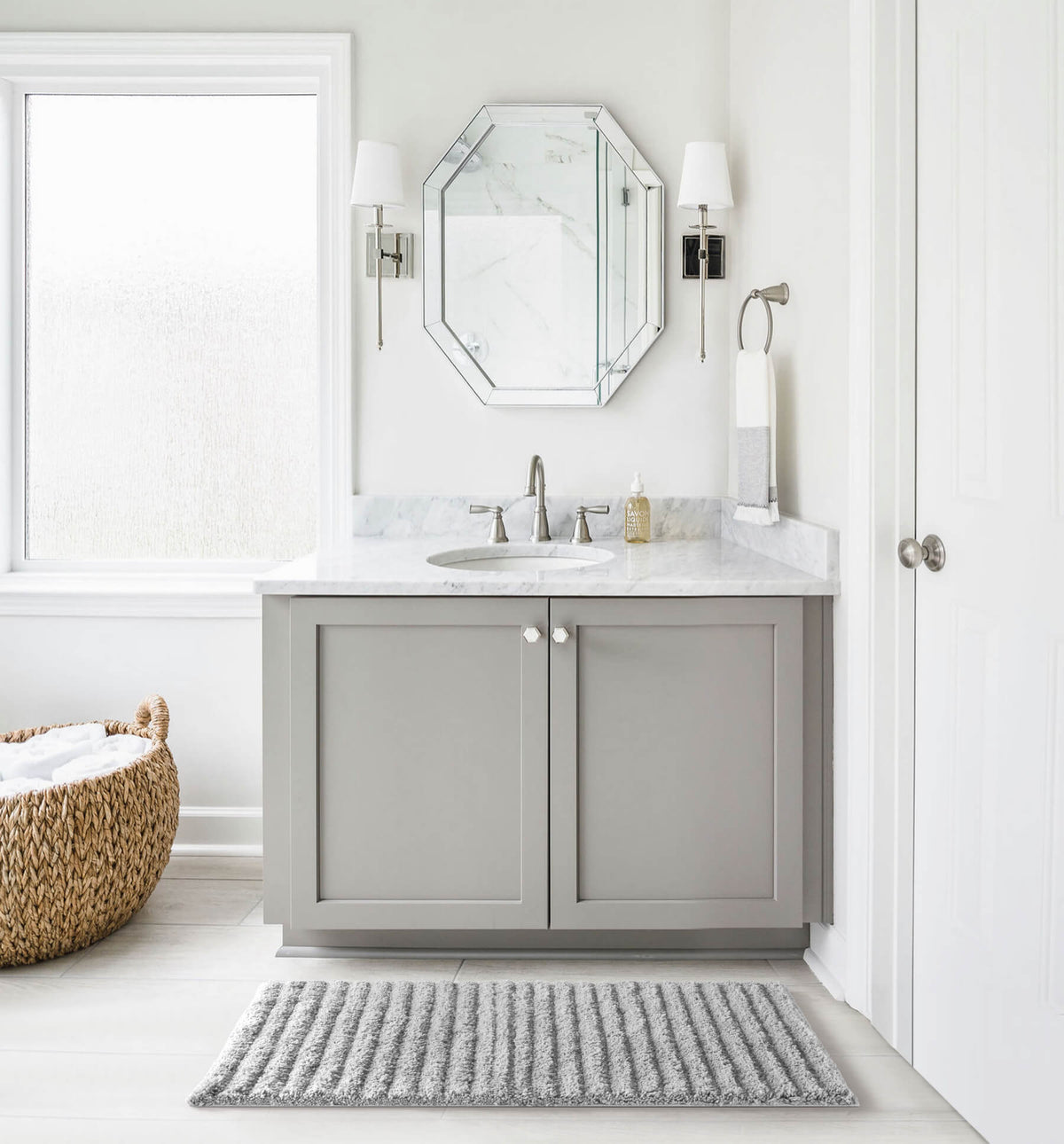 Chic-Home-Tyrion Plush Poly-Cotton Large Bathroom Rug-Grey
