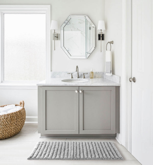 Chic-Home-Tyrion Plush Poly-Cotton Large Bathroom Rug-Grey