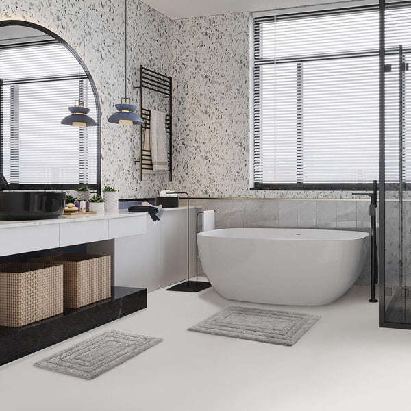 Chic-Home-Greyson 2 Piece Plush Cotton Bath Rug Set-Grey