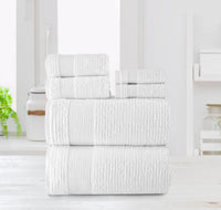 Jacquard Turkish Cotton 6 Piece Towel Set-White