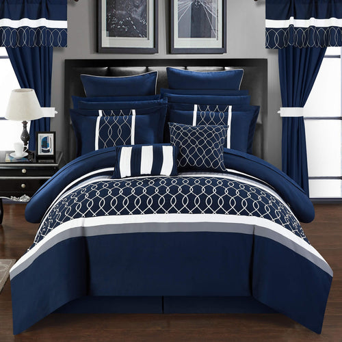 Chic Home Dinah 24 Piece Color Block Comforter Set Navy