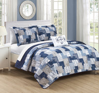 Chic Home Eliana 8 Piece Patchwork Boho Quilt Set-Navy