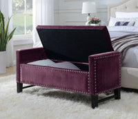 Chic Home Marcus Tufted Velvet Storage Bench Plum