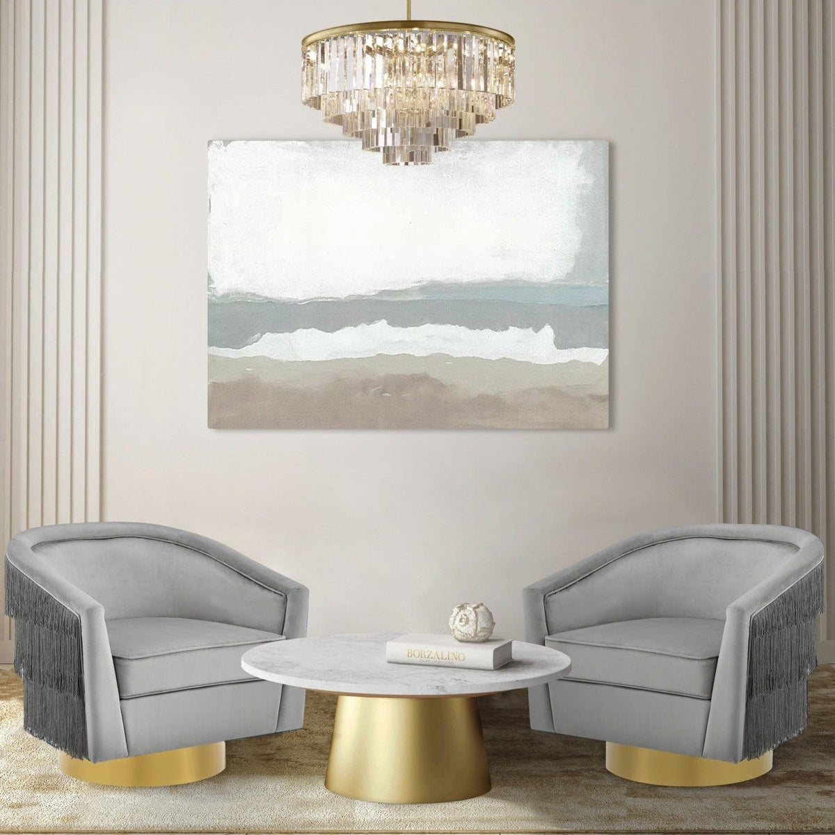 Iconic Home Alani Velvet Swivel Base Accent Chair Grey