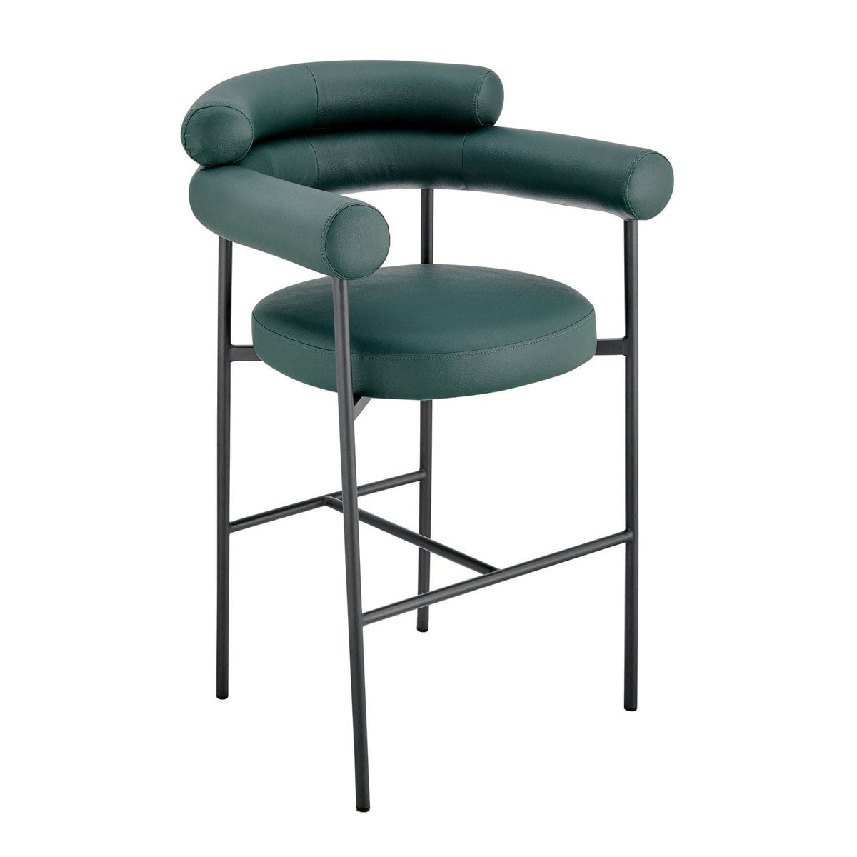 Iconic Home Art Deco Faux Leather Bar Stool 