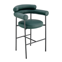 Iconic Home Art Deco Faux Leather Bar Stool 