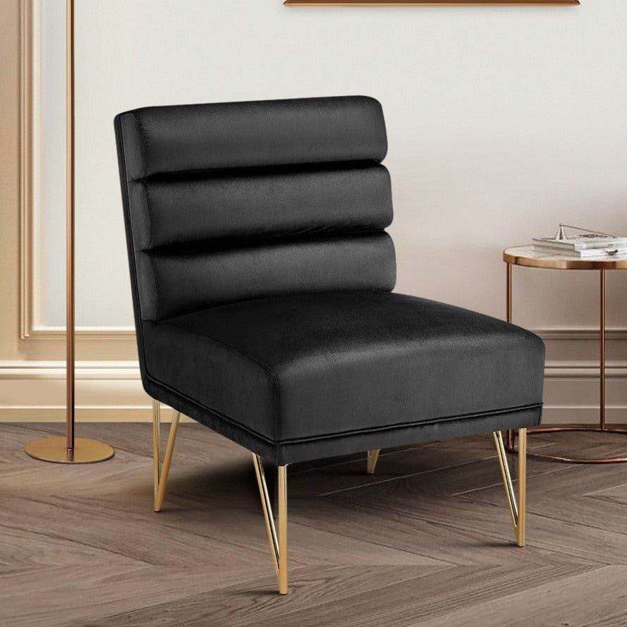 Iconic Home Cali Velvet Slipper Accent Chair Black
