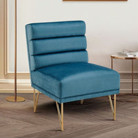 Iconic Home Cali Velvet Slipper Accent Chair Blue