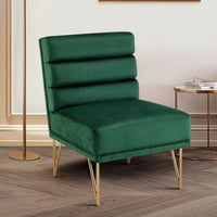 Iconic Home Cali Velvet Slipper Accent Chair Green