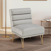 Iconic Home Cali Velvet Slipper Accent Chair Grey
