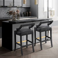 Iconic Home Chiara Velvet Bar Stool Black