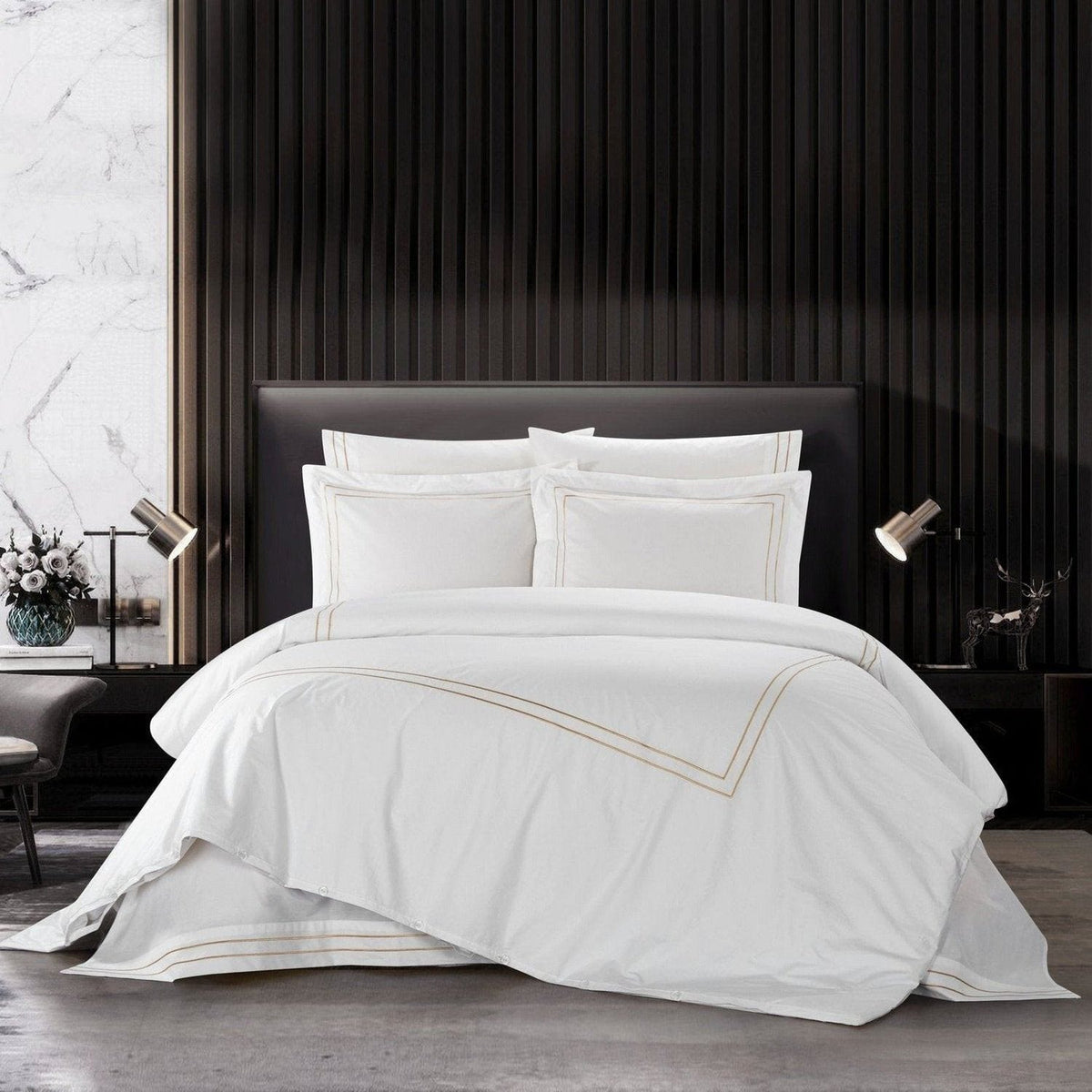 Chic Home Alford 3 Piece Cotton Duvet Cover Set Gold