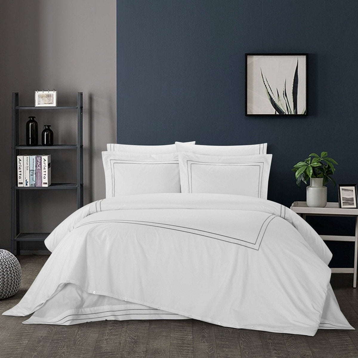 Chic Home Alford 7 Piece Cotton Duvet Cover Set Grey
