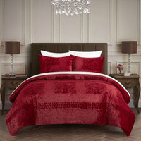 Chic Home Amara 3 Piece Faux Fur Comforter Set Wine