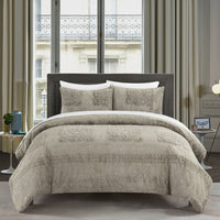 Chic Home Amara 7 Piece Faux Fur Comforter Set Beige