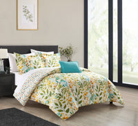 Chic Home Blaire 4 Piece Reversible Floral Print Comforter Set 