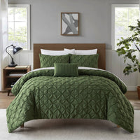 Chic Home Bradley 4 Piece Diamond Pinch Pleat Comforter Set Green