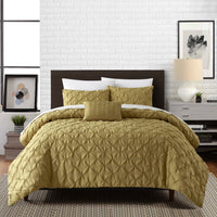 Chic Home Bradley 4 Piece Diamond Pinch Pleat Comforter Set Mustard