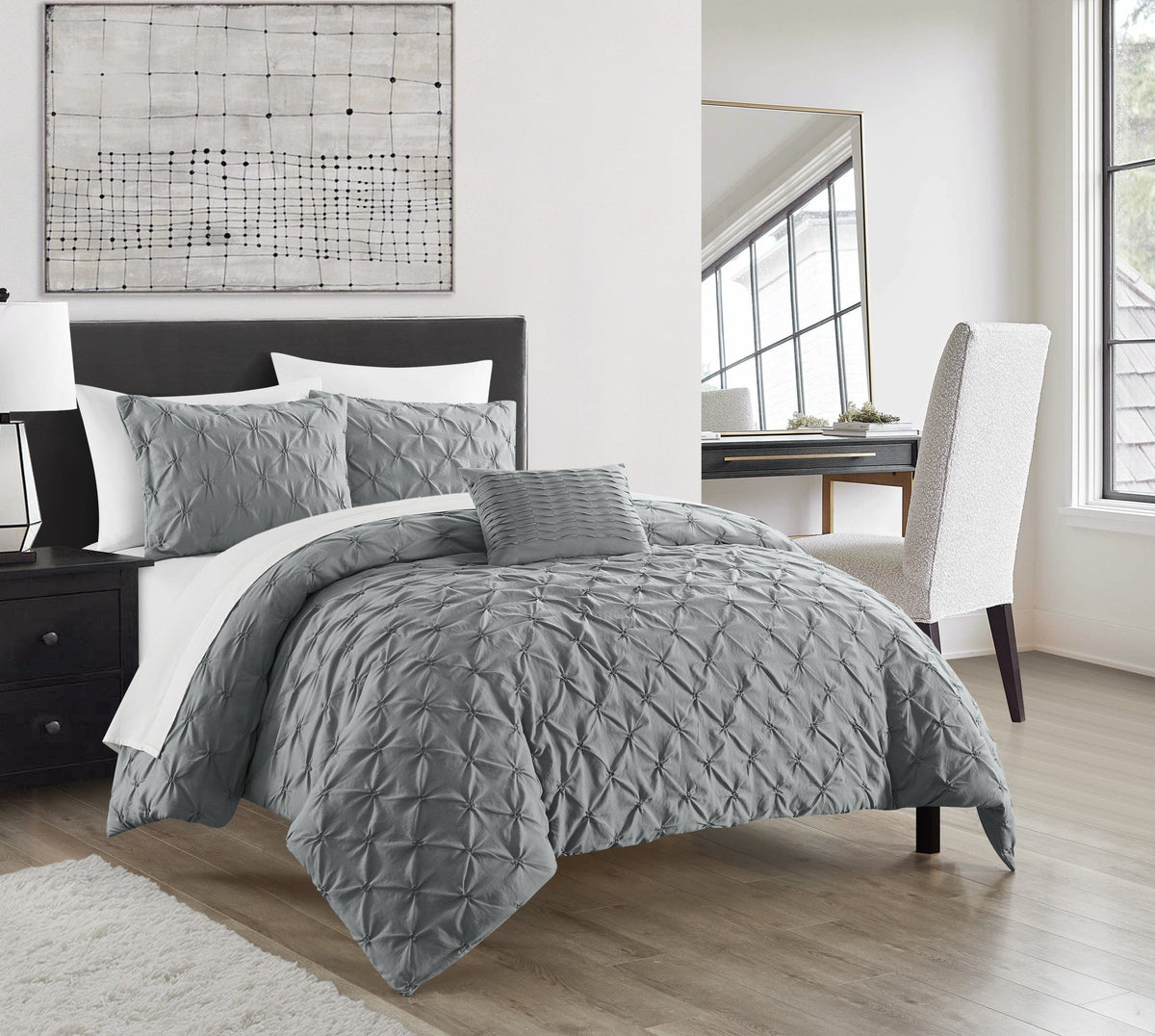 Chic Home Bradley 8 Piece Diamond Pinch Pleat Comforter Set 