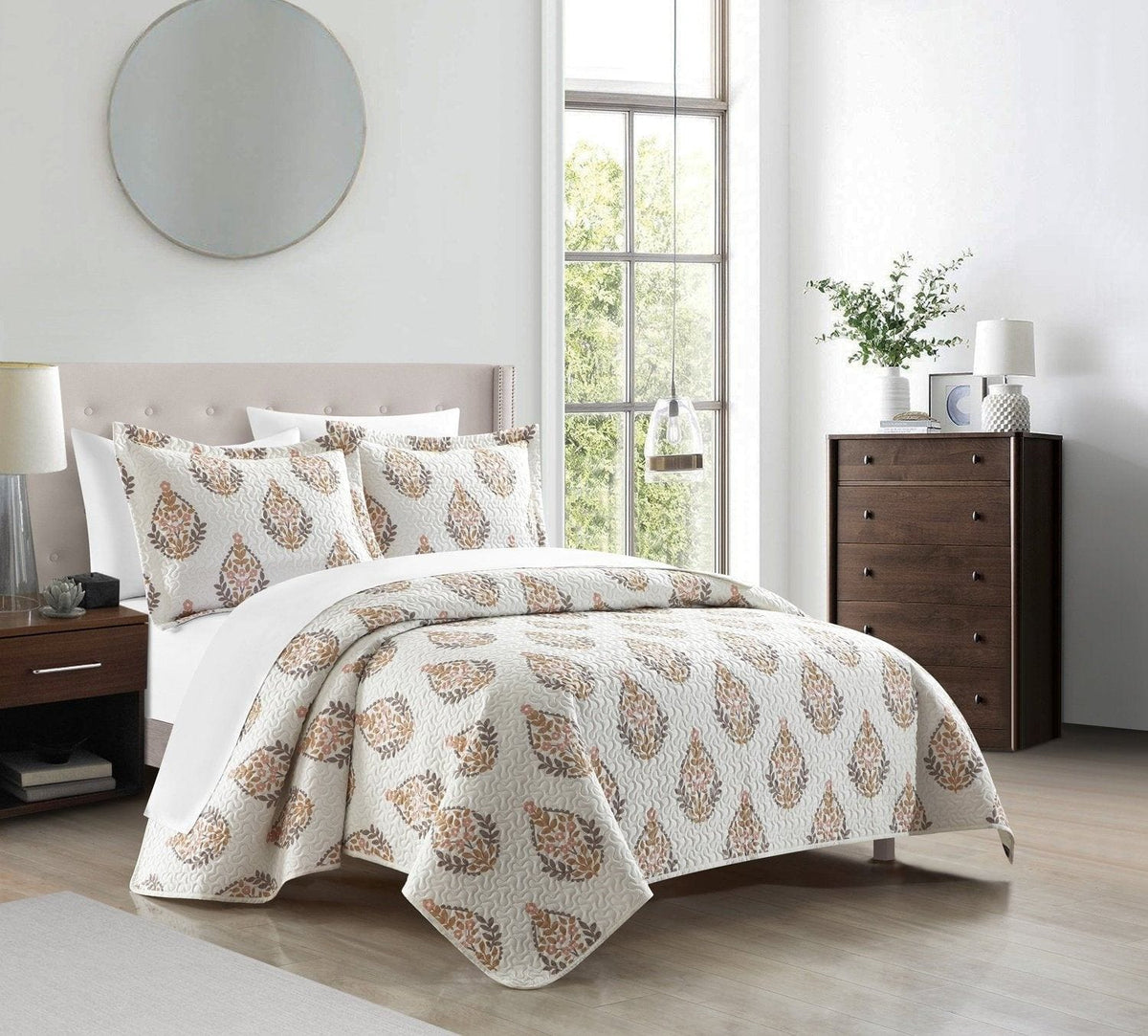 Chic Home Breana 7 Piece Floral Medallion Print Quilt Set 