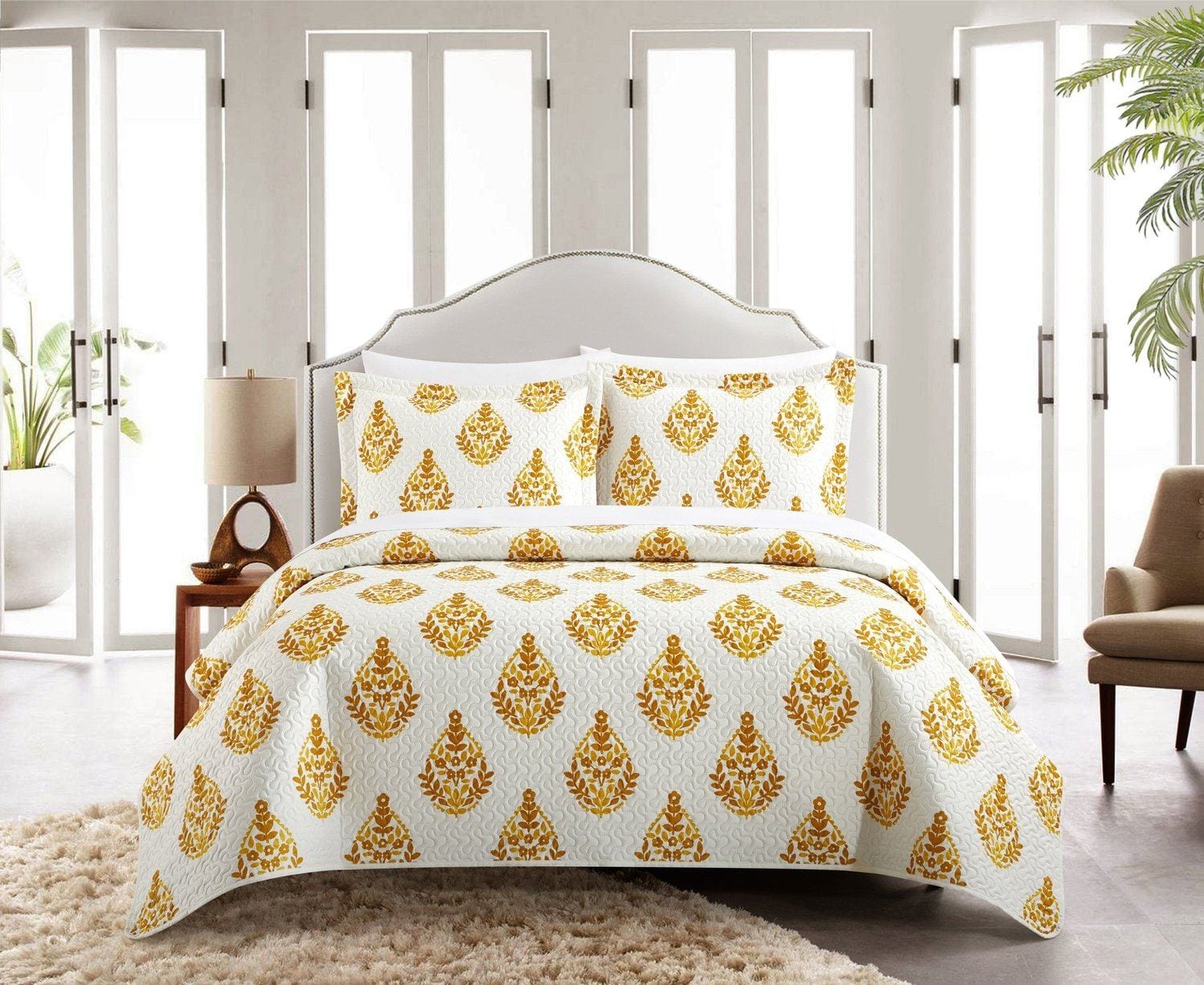 chic home Breana 7 Piece Floral Medallion Print Quilt Set