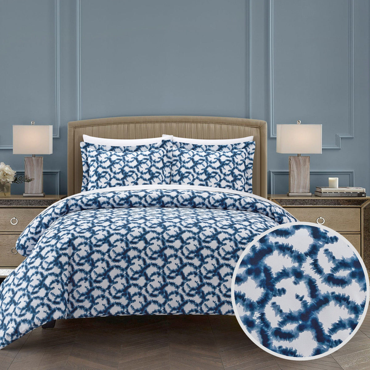 Chic Home Chrisley 3 Piece Watercolor Duvet Cover Set Navy