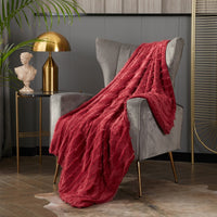 Chic Home Clapton Jacquard Flannel Throw Blanket Red