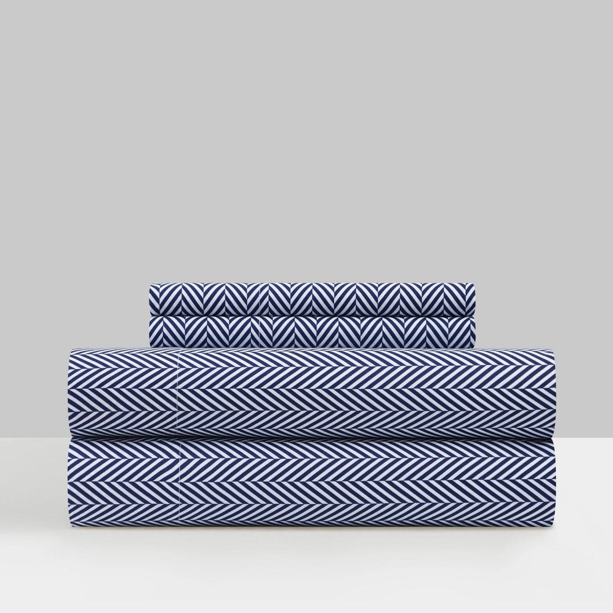 Chic Home Denise 4 Piece Graphic Herringbone Print Sheet Set Navy