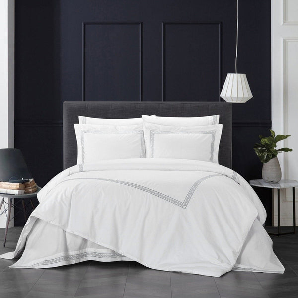 Chic Home Ella 3 Piece Cotton Duvet Cover Set Grey