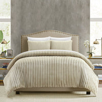 Chic Home Fargo 3 Piece Microplush Comforter Set Beige