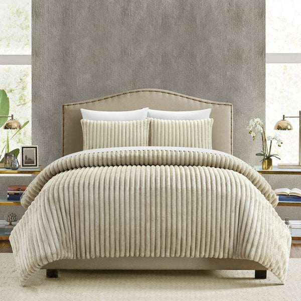 Chic Home Fargo 3 Piece Microplush Comforter Set Beige