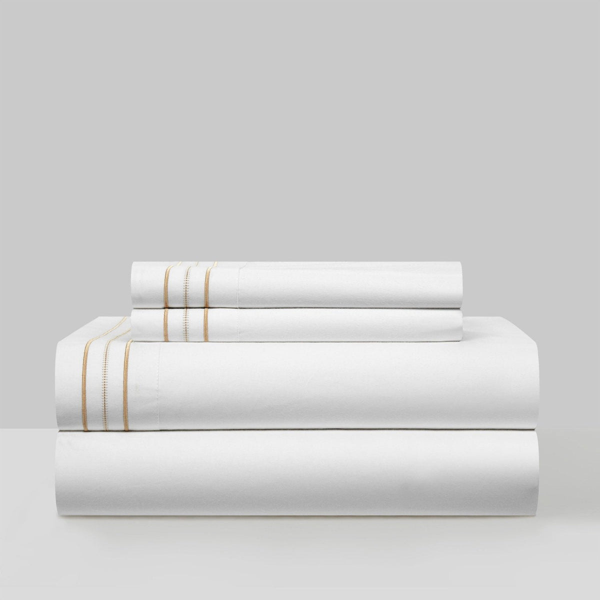 Chic Home Freya 4 Piece Embroidered Cotton Sheet Set Gold