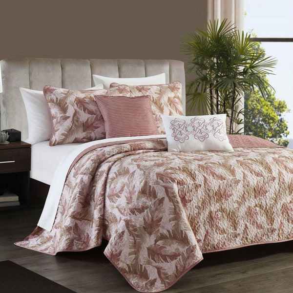Chic Home Ipanema 9 Piece Floral Quilt Set Blush