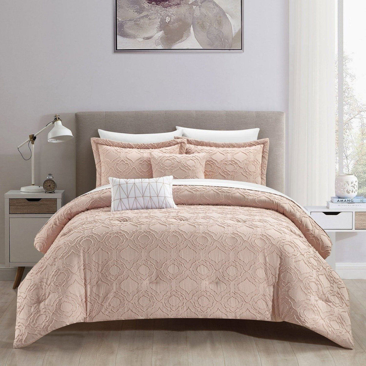 Chic Home Jane 5 Piece Jacquard Comforter Set Rose