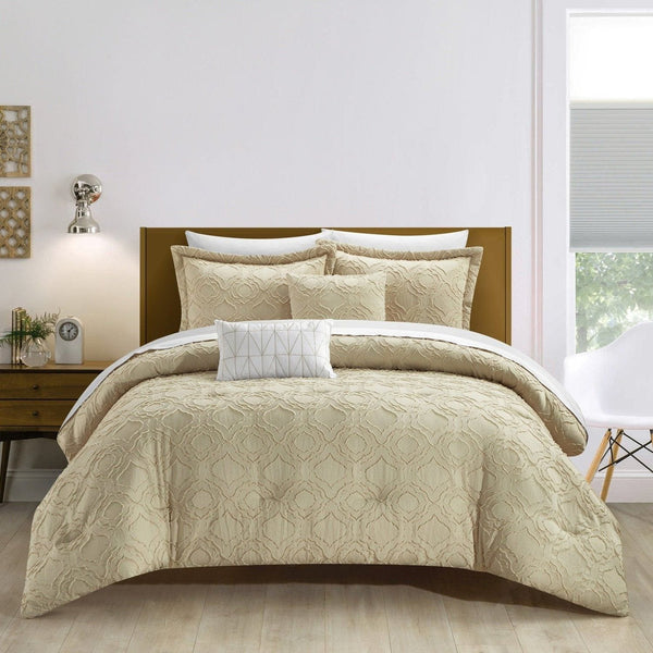Chic Home Jane 9 Piece Jacquard Comforter Set Beige
