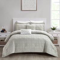 Chic Home Jane 9 Piece Jacquard Comforter Set Grey