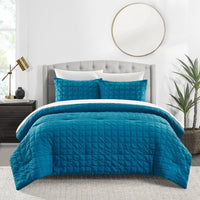 Chic Home Jessa 3 Piece Square Tile Pattern Comforter Set Blue