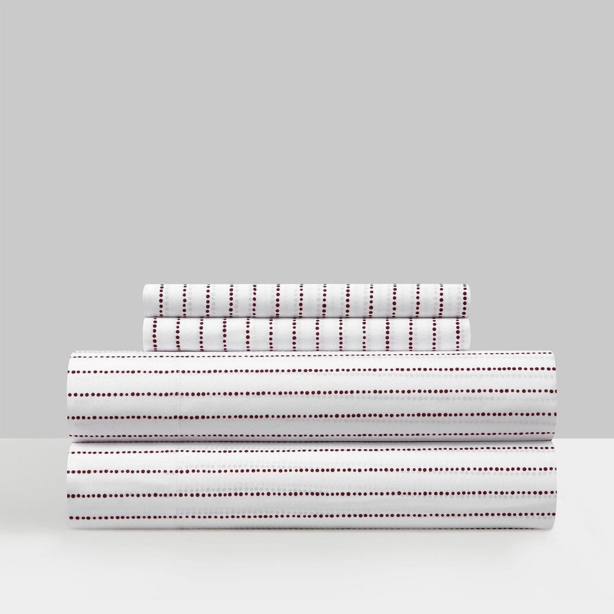 Chic Home Kailey 4 Piece Dot Striped Sheet Set Wine Red