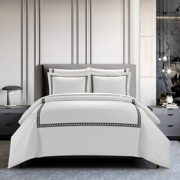 Chic Home Lewiston 3 Piece Cotton Blend 1500 TC Duvet Cover Set Black