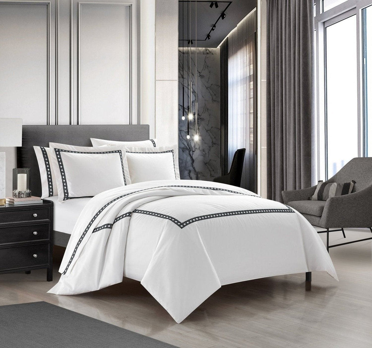 Chic Home Lewiston 7 Piece Cotton Blend 1500 TC Duvet Cover Set 
