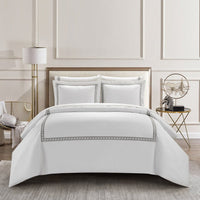 Chic Home Lewiston 7 Piece Cotton Blend 1500 TC Duvet Cover Set Grey