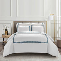 Chic Home Lewiston 7 Piece Cotton Blend 1500 TC Duvet Cover Set Navy